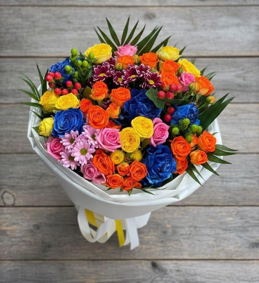 Букет цветов из: Розы и Хризантемы в Курьи