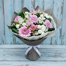 Букет цветов из:  Герберы, Альстромерии и Хризантемы #REPLACE_PRED# Курьи