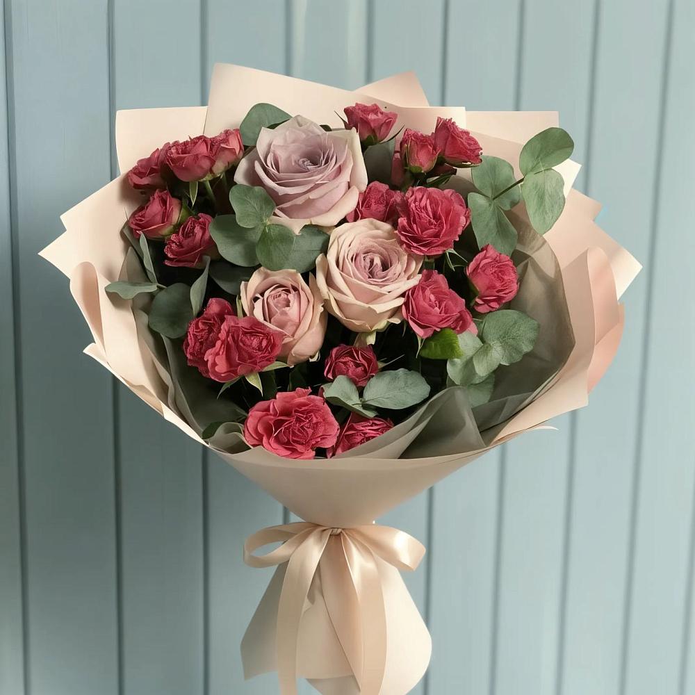 Букет цветов из: Гвоздики и Розы в Курьи