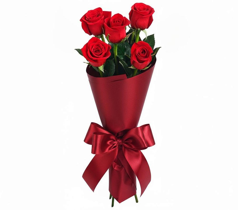 Букет 5 Красных роз Эдлесс Лав в Курьи