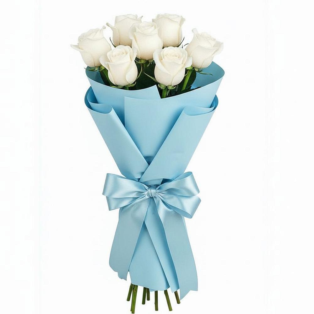 Букет 7 белых роз Проуд в Курьи