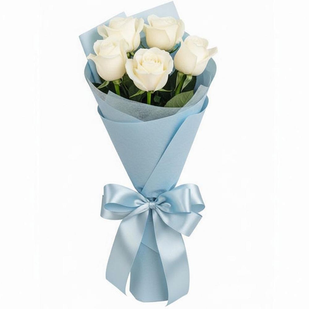 Букет 5 Белых роз Проуд в Курьи