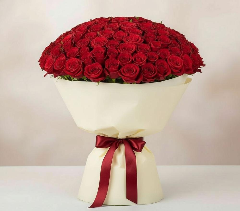 Букет 101 Красная роза Милано в Курьи