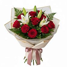 Букет цветов из:  Лилии и Розы в Курьи