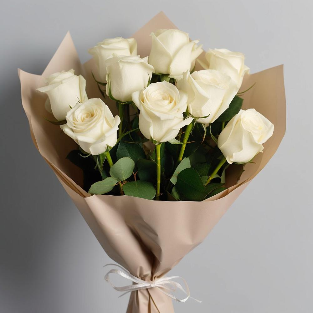 Букет 9 Белых роз Эдлесс Лав в Курьи