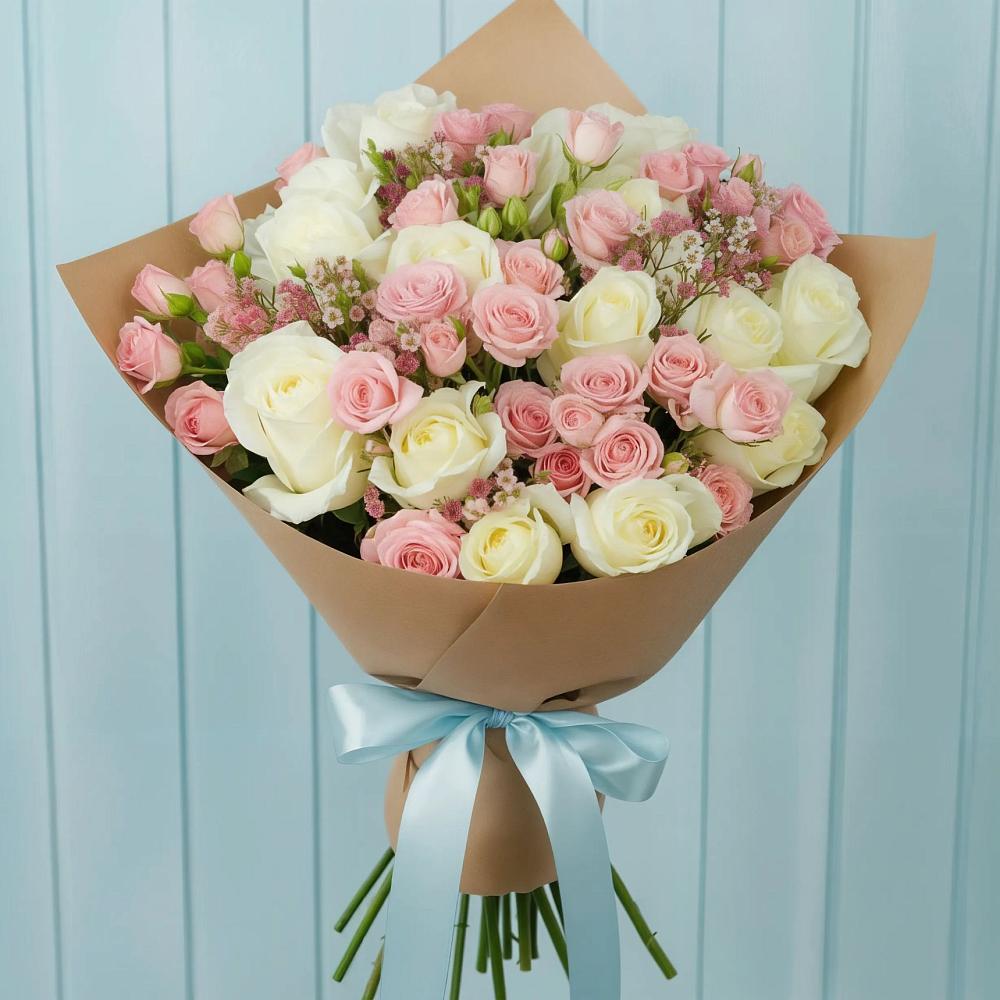 Букет цветов из: Розы в Курьи