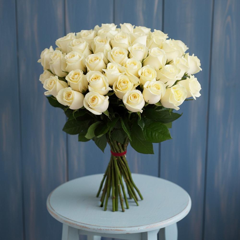 Букет 51 Белая роза Эдлесс Лав в Курьи