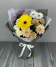 Букет цветов из:  Розы, Герберы и Хризантемы в Курьи