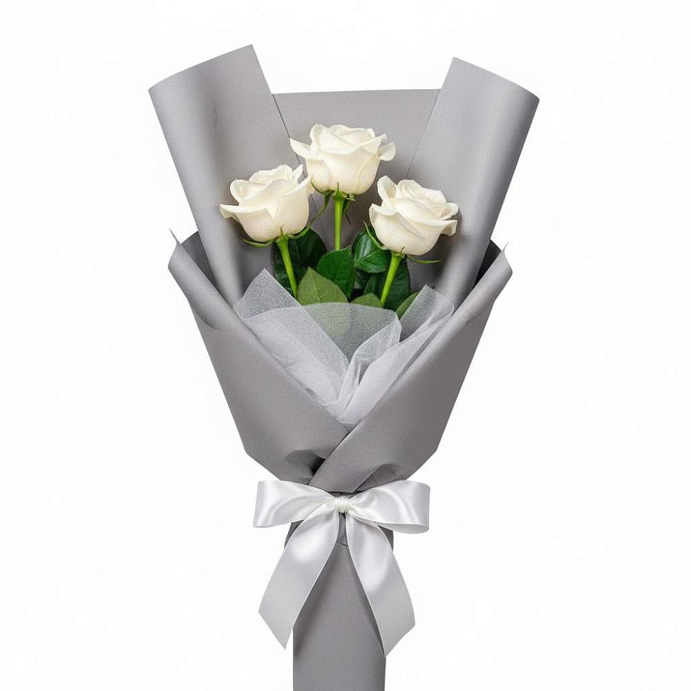Букет 3 белые розы в Курьи