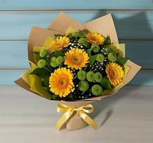 Букет цветов из:  Герберы и Хризантемы в Курьи