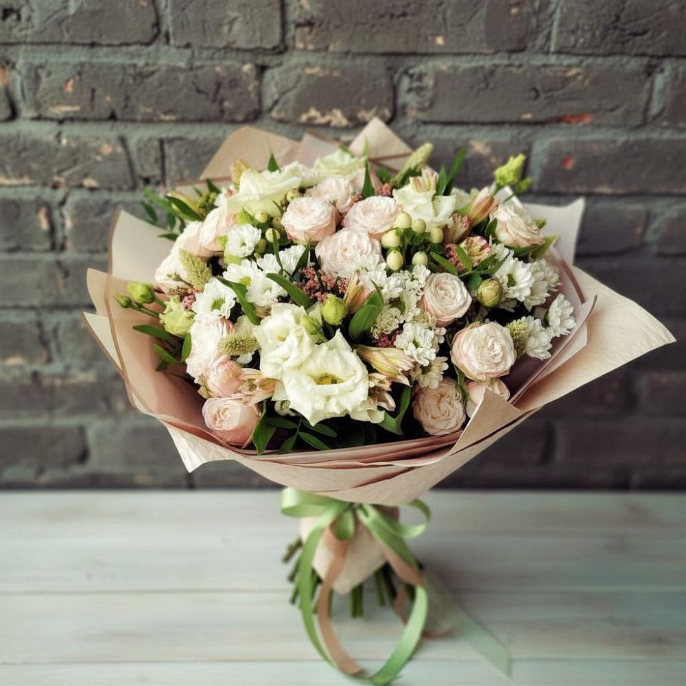 Букет цветов из: Альстромерии, Розы и Хризантемы в Курьи