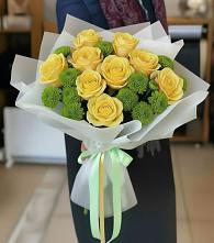 Букет цветов из:  Хризантемы и Розы #REPLACE_PRED# Курьи