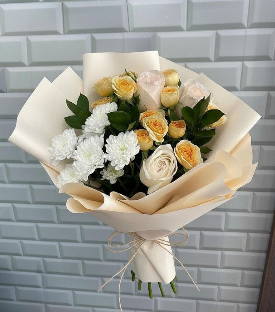 Букет цветов из: Розы и Хризантемы в Курьи