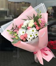 Букет цветов из:  Розы, Лизиантусы и Хризантемы в Курьи
