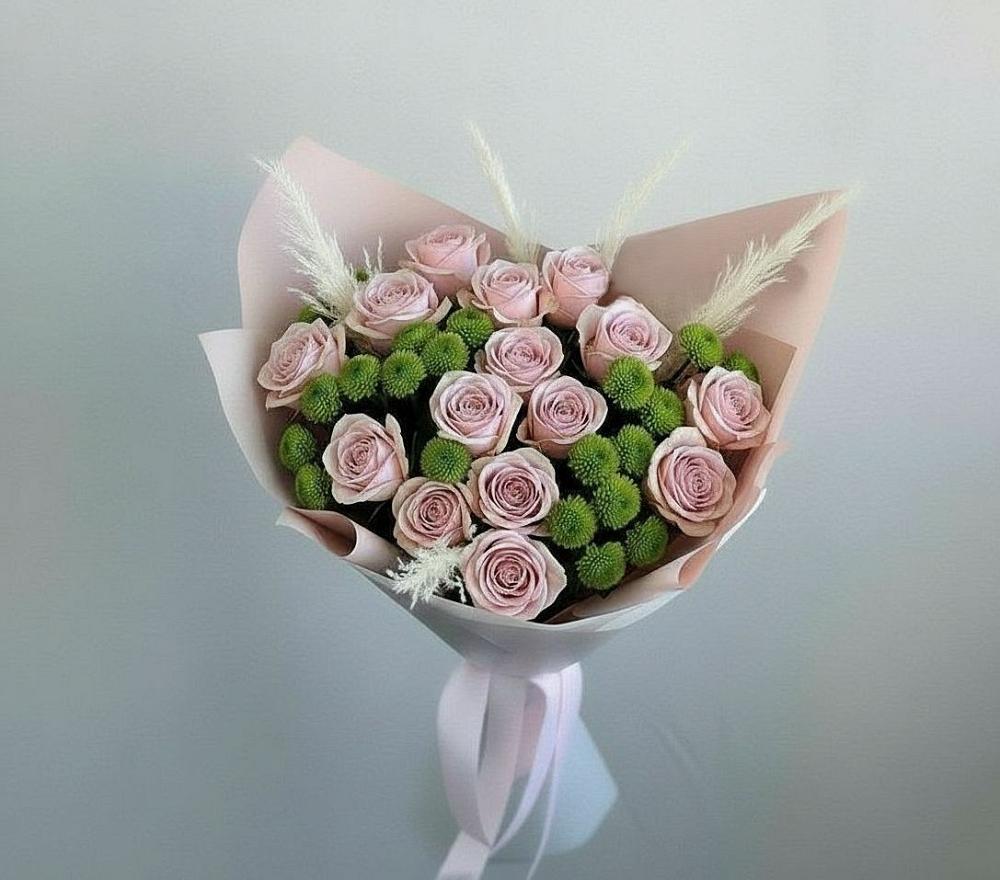 Букет цветов из: Розы и Хризантемы в Курьи