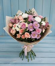 Букет цветов из:  Хризантемы, Розы и Альстромерии в Курьи