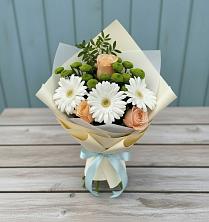 Букет цветов из:  Герберы, Розы и Хризантемы в Курьи