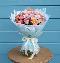 Букет цветов из:  Хризантемы и Розы в Курьи