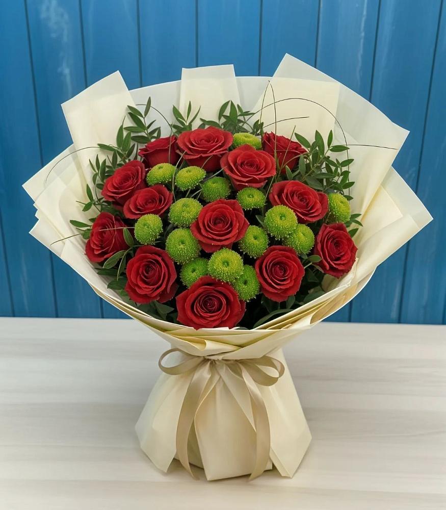 Букет цветов из: Розы и Хризантемы в Курьи