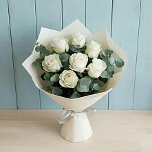 Букет Белые розы в Эвкалипте в Курьи